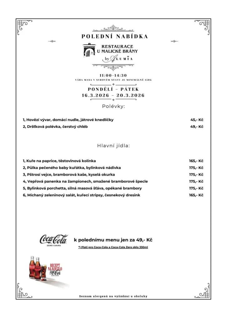 Polední nabídka na týden 16.3. – 20.3.2026