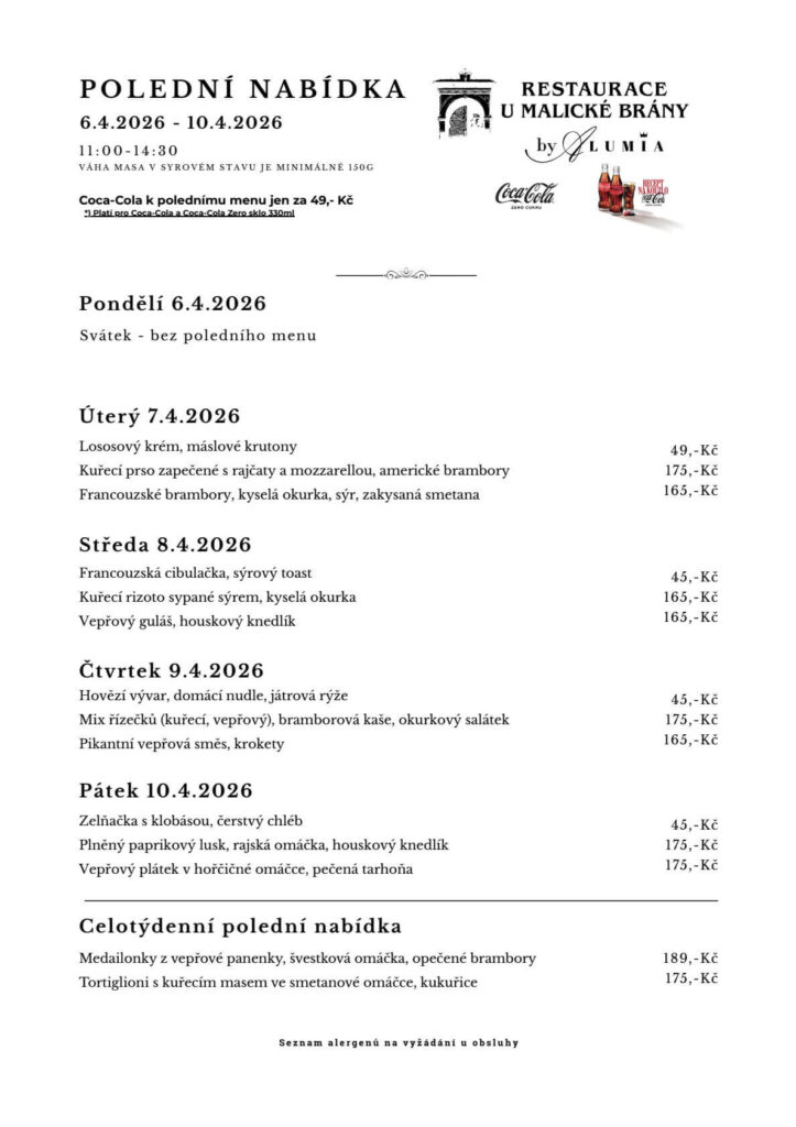 Polední nabídka na týden 6.4. – 10.4.2026
