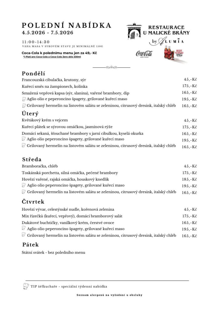 Polední nabídka na týden 4.5. – 7.5.2026